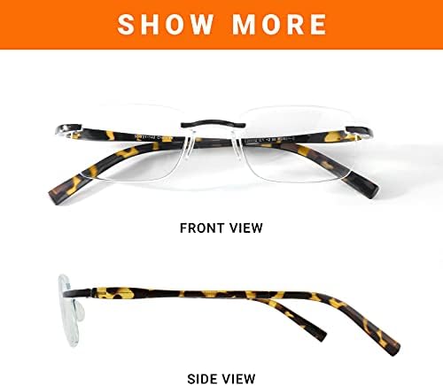 EFE Frameless Reading Glasses Women Rimless Lightweight Unbreakable Blue Light Reader Eyeglasses 3 Pack (Multicolor, 1.5)