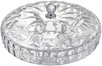 ZOOFOX Snack Serving Tray, 12" Appetizer Tray with Lid, 6 Compartments Round Plastic Food Storage Organizer for Dried Fruits, Nuts, Candies, Sweet Cookies and Fruits (Clear)
