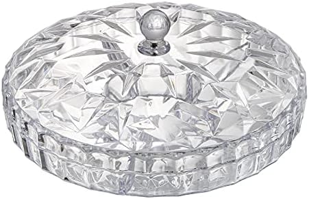 ZOOFOX Snack Serving Tray, 12" Appetizer Tray with Lid, 6 Compartments Round Plastic Food Storage Organizer for Dried Fruits, Nuts, Candies, Sweet Cookies and Fruits (Clear)