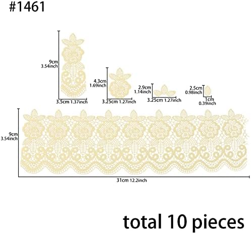 Funshowcase Large Pre-Made Ready to Use Edible Cake Lace Floral Medallion Scallop Ivory White 12-inch 10-piece Set