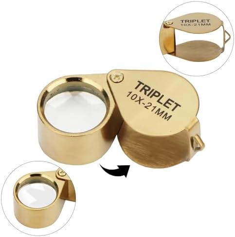 Rongon Jewelers Loupe Magnifiers 10X Folding Pocket Magnifying Glass Eye Loop Portable Magnifying Lens Tools for Jewelry Stamps Inspecting (10X-21MM)