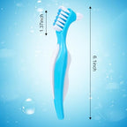 6 Pack Denture Cleaning Brush Dual Head Portable Denture Toothbrush Hard Double Sided Multi-Layered Bristles False Teeth Toothbrush for Care Clean Clear Brace Mouth Guard(Blue Orange Purple,Angled)
