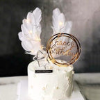 2Pcs Angel Wing Feather Cake Topper White Feather Cake Decor for Anniversary Birthday Party Wedding Baby Shower (white)