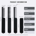 Protable Folding Pocket Comb for Men, 3 in 1 Hair Comb - Fine Tooth & Wide Tooth Comb, for Everyday Grooming & Combing Hair, Beards and Mustaches (Black)