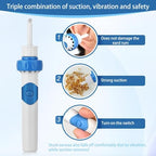 Electric Ear Wax Removal Tool with Vibration Suction, Gentle Ear Wax Vacuum for Dry Ear Wax, 2 Soft Interchangeable Heads for Itchy Ears, Earwax Remover (Sapphire Blue)