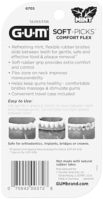 GUM Soft-Picks Comfort Flex, Mint, Dental Picks for Teeth Cleaning Health, Disposable Interdental Brushes with Convenient Carry Case, Dentist Recommended, 80 Count (Pack of 4) 320 Total