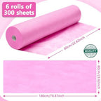 Tudomro 6 Rolls Disposable Non Woven Bed Sheets Massage Table Paper Covers Non Woven Fabric Massage Sheets Waterproof Spa Breathable Bed Cover for Beauty Salon (Pink)