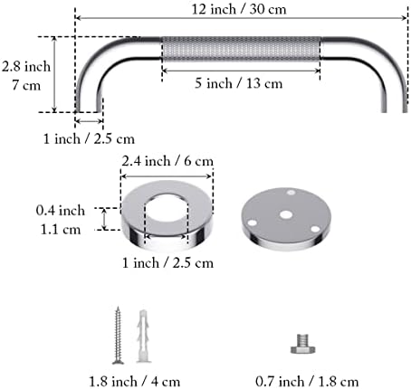 12 Inch Anti Slip Shower Grab Bar, Munzong Stainless Steel Bathroom Grab Bar, Satin Brushed Nickel Knurled Bathroom Balance Bar,Safety Hand Rail Support Handicap Elderly Senior Assist Bath Handle