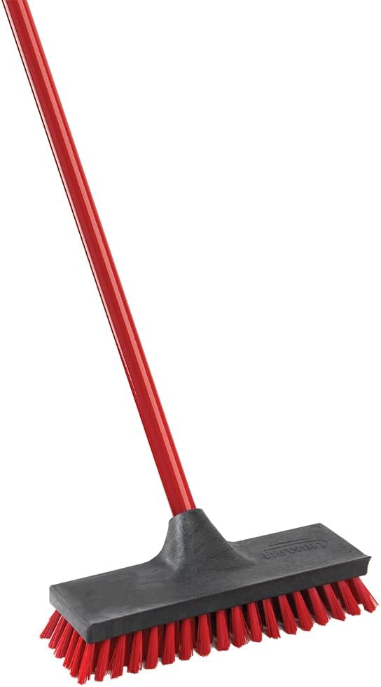 Libman Commercial 547 Floor Scrub, Steel Handle, 10.5" Wide, Red and Black (Pack of 6)