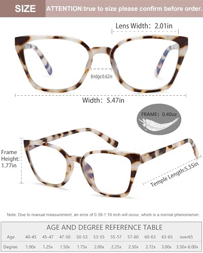 EYEURL Cat Eye Reading Glasses for women - 5 Pack Blue Light Blocking Reading Glasses Ladies +1.50 Fashion Square Frames Magnification with Spring Hinge