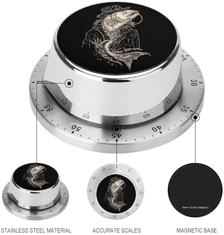 Catfish Wearing A Hat and Jacket Kitchen Timer 60 Minute Mechanical Countdown Wind Up Timers for Home Outdoor