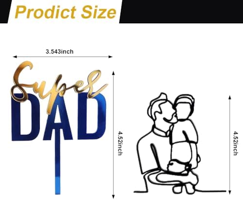 4pcs Father’s Day Cake Topper Minimalist Art Black Lines Man Cake Decoration Gold Acrylic Super Dad Cupcake Picks For Dad Birthday Father’s Day Party Cake Desserts Decoration Supplies