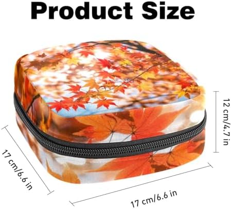 Sanitary Napkin Storage Bag,Period Bag,Autumn Season Tree and Leaves,Sanitary Bags for Feminine Products