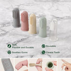 haakaa Silicone Baby Finger Toothbrush, Oral Care for Infants&Babies&Toddlers&Kids, Soft Food Grade Silicone, 0 Months+, 2 Pack, Pea Green