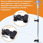 Wheelchair IV Pole Stainless Steel Infusion Stand – Adjustable Height Medical IV Drip Holder with 4 Hooks, Clamp-On Design for Wheelchairs and Hospital Beds