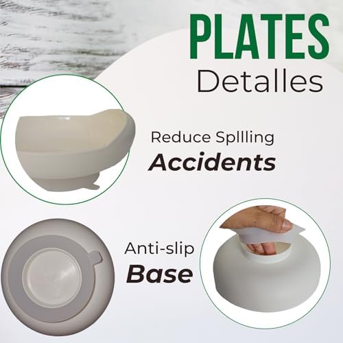Scoop Bowls for Disabled Adults | High-Low Scoop Bowl with Suction Base | Scoop Bow l adaptive utensils for Elderly|