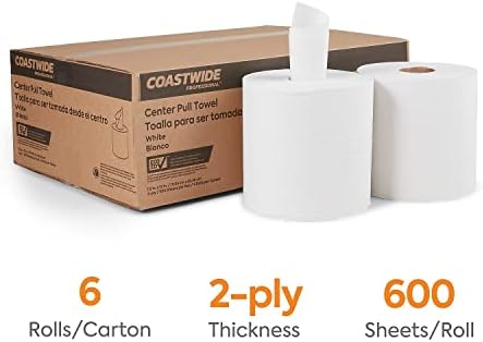 Coastwide Professional Recycled Centerpull Paper Towels, 2-ply, 600 Sheets/Roll, 6 Rolls/Pack
