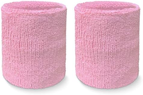 COUVER 4" Tall Wrist Sweatband - Plain Solid Color Soft Cotton Terry Cloth Sport Wristband 1 Pair