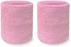 COUVER 4" Tall Wrist Sweatband - Plain Solid Color Soft Cotton Terry Cloth Sport Wristband 1 Pair
