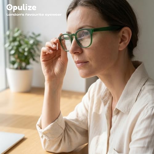 OPULIZE POP Reading Glasses for Women Men,Scratch Resistant Round Matt Frame with Spring Hinges, Green +1.50 (Pack of 2)