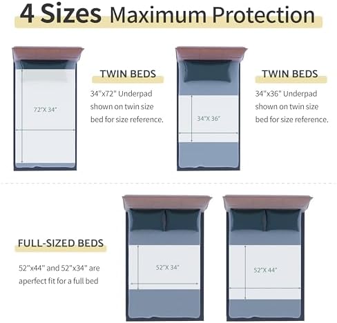 CoolShields Waterproof Bed Pads Incontinence Washable Reusable Bedwetting Mattress Protector Pad for Kids, Adults, Elderly, and Pets 34'' x 52'' (1 Pack)