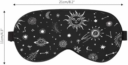 Starry Sky Sleep Eye Mask Black White Stars Comets Suns Moon Constellation Men Women Sleep Mask with Adjustable Strap Eye Cover Eye Shade for Travel, Nap,Meditation