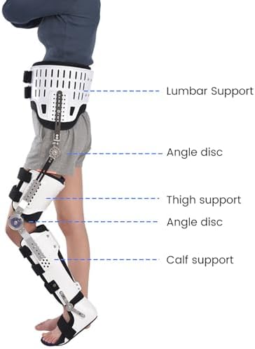 Knee Support Brace - Hip Knee Ankle Foot Orthosis Braces with Walking Boots for Hip Fracture Rehabilitation Equipment,Right