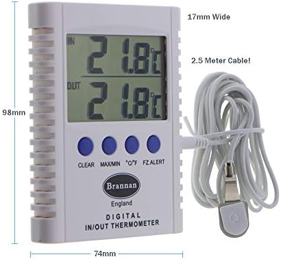 Brannan Digital Max Min Thermometer Indoor Outdoor 2.5M Probe Cable