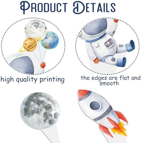 48Pcs First Trip Around The Sun Cupcake Toppers Outer Space 1st Birthday Party Decorations Space Astronaut Cupcake Picks Decorations for Planets Solar System Theme Party Supplies
