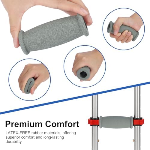 supregear Crutch Hand Grips (Set of 2) - Soft Rubber Crutches Replacement Crutch Hand Pad, Crutch Handle Covers, Cane Crutch Handgrips, Walking Arm Crutches Accessories