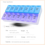 7-Day Weekly Pill Organizer and Daily Vitamin Case - Pill Box for Medication Management 14 Compartments—Perfect for Home, Travel, or The Office. Plus, (Purple/Blue)
