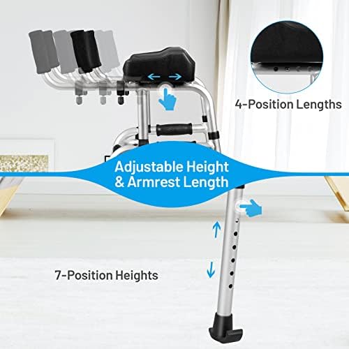 GYMAX Walkers for Seniors, Folding Upright Standard Walkers 440lbs with 5'' Wheels & Removable Padded Armrests, Lightweight Adjustable Rolling Walker for Elderly, Limited Mobility (Silver)
