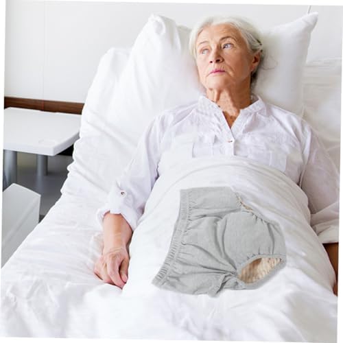Reusable Washable Adult Diaper for Elderly Men and Women Cotton Incontinence Pants with Anti-Leak Design Moisture-Absorbing and Comfortable Underwear for Bedridden and Gray