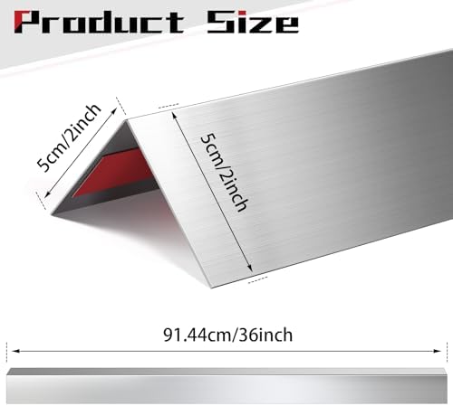 Therwen 10 Pcs 304 Stainless Steel Wall Corner Guards 2 x 2 x 36 Inch Self Adhesive Heavy Duty Corner Protector Trim with 90 Degree Angle for Wall Protection Metal Edge Guard