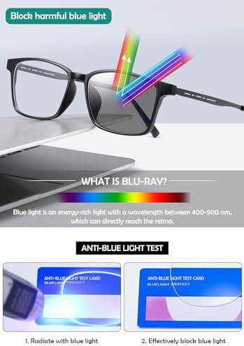Mens Photochromic Reading Glasses Blue Light Blocking Sun Readers Lightweight Sunglasses UV Protection