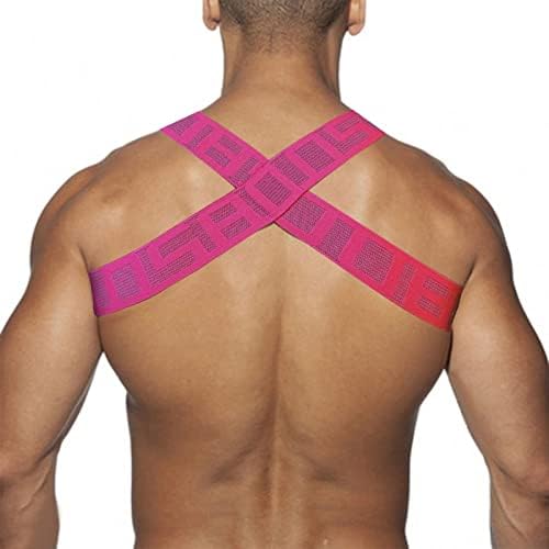 Cool Belts for Men Mens Chest Harness Belt Elastic Shoulder Body Strap Cosplay Costume Belt for Men (Hot Pink, One Size)