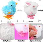 FOIMAS Easter Wind Up Toys,6 Pack Plush Bunny Chick Jumping Toy for Kids Easter Basket Stuffers Party Favor Supply