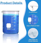 Glass Beakers Set, 5 Sizes - 10ml, 25ml, 50ml, 100ml, 250ml, 3.3 Borosilicate Beaker for Laboratories, Classrooms or Home, Griffin Low Form Lab Beakers
