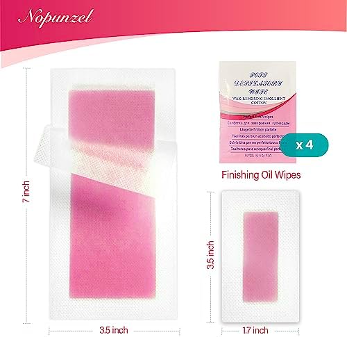 Wax Strips: 64 Waxing Strips - Hair Removal Wax - Brazilian Waxing - Waxing Kit for Women - Body Legs Arms Chest Back Bikini - Wax Kit At Home for Hair Removal - 4 Calming Oil Wipes - 2 sizes