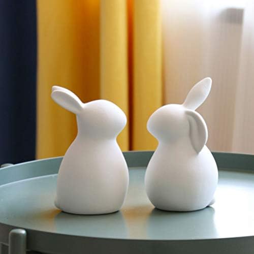 2Pcs Ceramic Bunny Rabbit Figurine Decorations Easter Rabbit Figurines Statue Home Layout Decor Desktop Decor