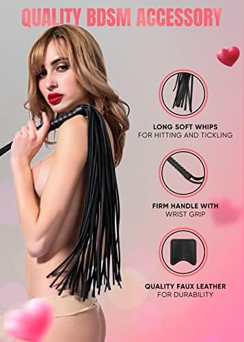 Adult Whip Riding Crop for Bedroom Black Faux Leather