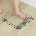 Escali Digital Glass Bath Scale for Body Weight, Bathroom Body Scale, High Capacity of 400 lb, Battery Included, Clear Glass