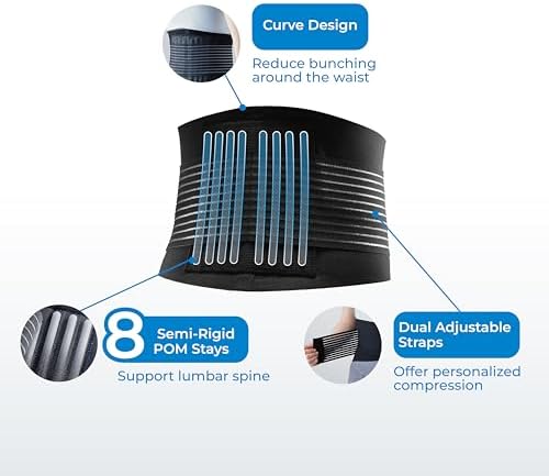 LP SUPPORT 919 Adjustable Back Brace with 8 semi-rigid POM Stays & Straps – Breathable Compression Lower Back Support for Men and Women – Pain Relief & Stability for Active Athletes, Gym Workouts, and Sports (Large/X-Large)