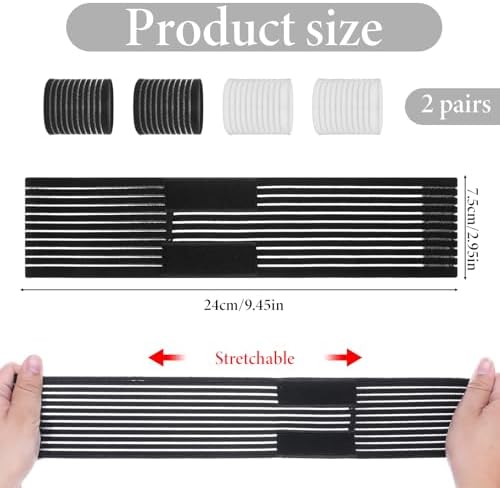 Thinp 4 Pcs Wrist Compression Wrap, High Elastic Wrist Support for Men Women Breathable & Adjustable Wrists Support Brace Wristbands for Weightlifting, Gym, Sports (White, Black)