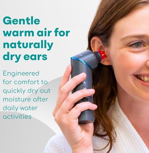 Medi Grade Ear Dryer - Portable Ear Drying Device with Soothing Red Light Therapy, Adjustable Temperature and Airflow, Rechargeable, Reusable Ear Tips - Use for Ear Dryer for Swimmers or After Shower