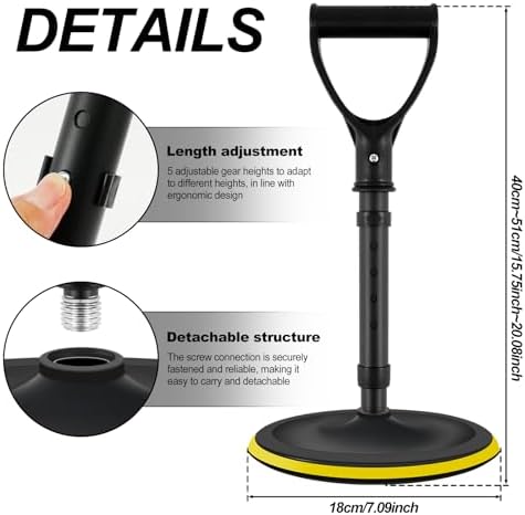 Mobility Aid Tool 5 Height Adjustable 15.7inch-20inch Standing Assist Device Stable with 7 Inch Base Elderly Lift Assist Supports Equipment for Rising Indoors Garden Outdoor Work