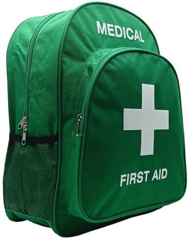 Red Emergency Bag First Aid Backpack Empty Medical First Aid Bag Treatment Trauma Bags for Camping Pet Dog Cat (Green White)