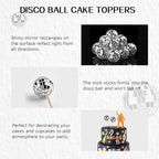 JOERSH 24pcs Disco Ball Cupcake Toppers - 1970s Disco Ball Picks Disco Theme Cake Decorations for Disco Theme Party 70s Disco Party Favor (Silver)
