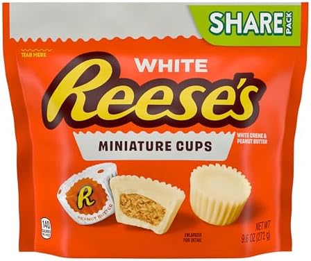 REESE'S Miniatures White Creme Peanut Butter Cups, Candy Share Pack, 9.6 oz