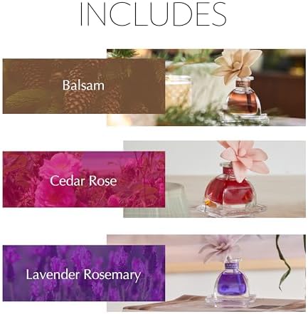 AGRARIA Into The Woods PetiteEssence Collection, Handmade Sola Flower Reed Diffuser Set of 3, Luxury Home Fragrance Scented Oil Diffuser Gift Set